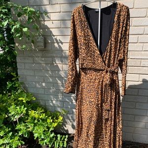 SOLD Zara Trf Cll Leopard Print Faux Wrap Flare